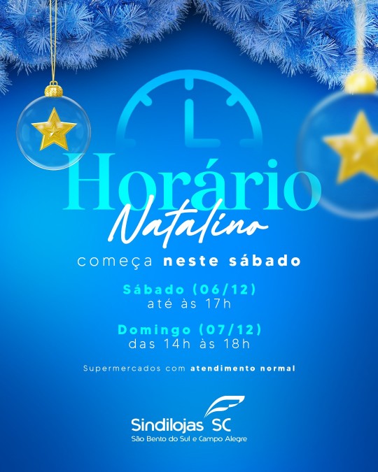 Horrio Natalino 06 e 07 de dezembro